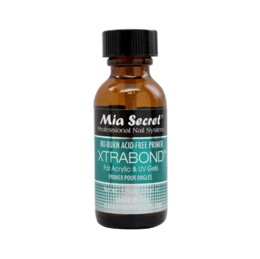 Mia Secret Xtra Bond bottle front view showing label and gentle primer benefit