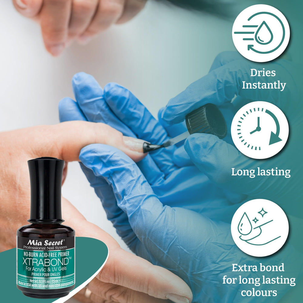 Mia Secret bottle beside fingers providing scale and reassuring travel-friendly size