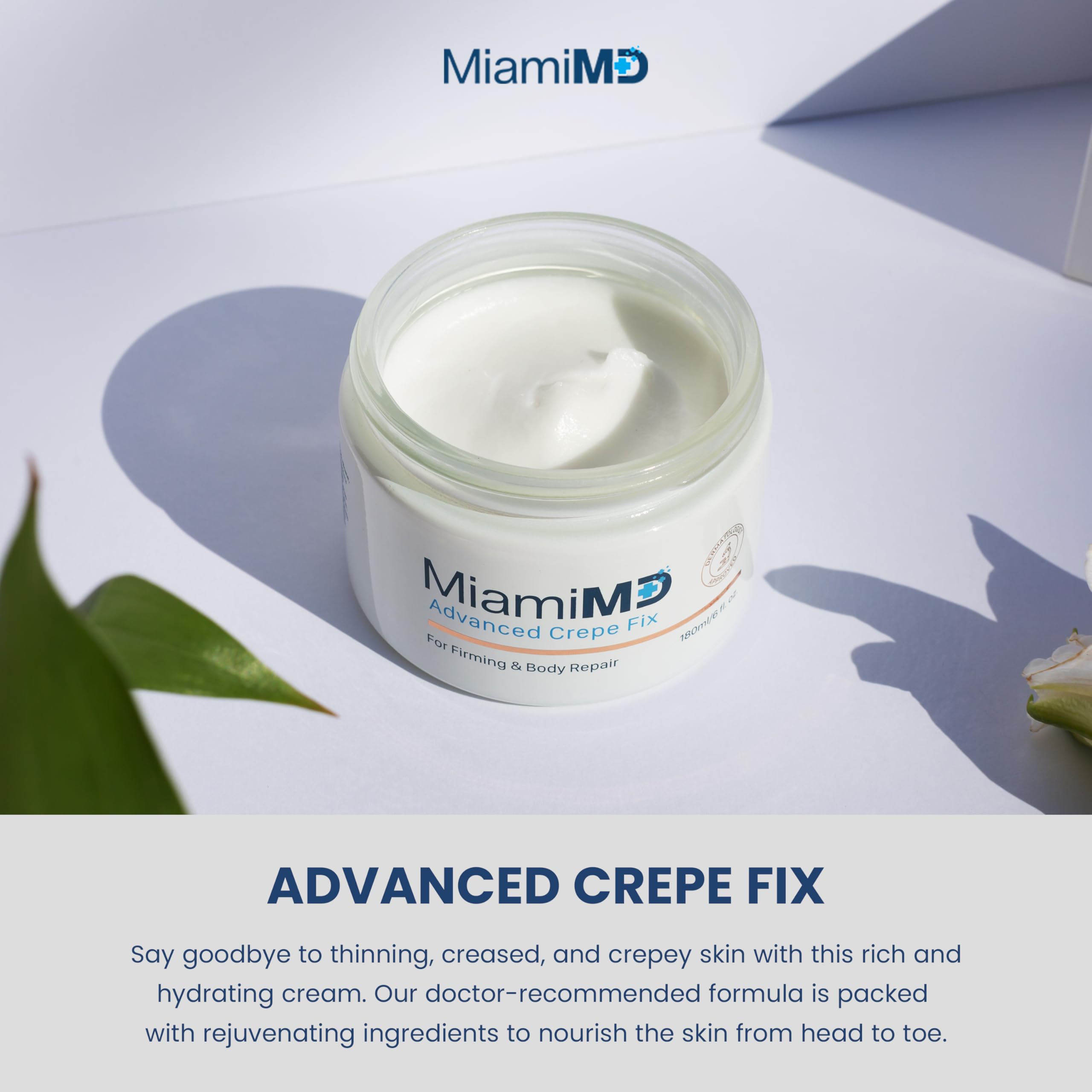 MiamiMD cream texture close-up highlighting lightweight, non-greasy feel for smoothness