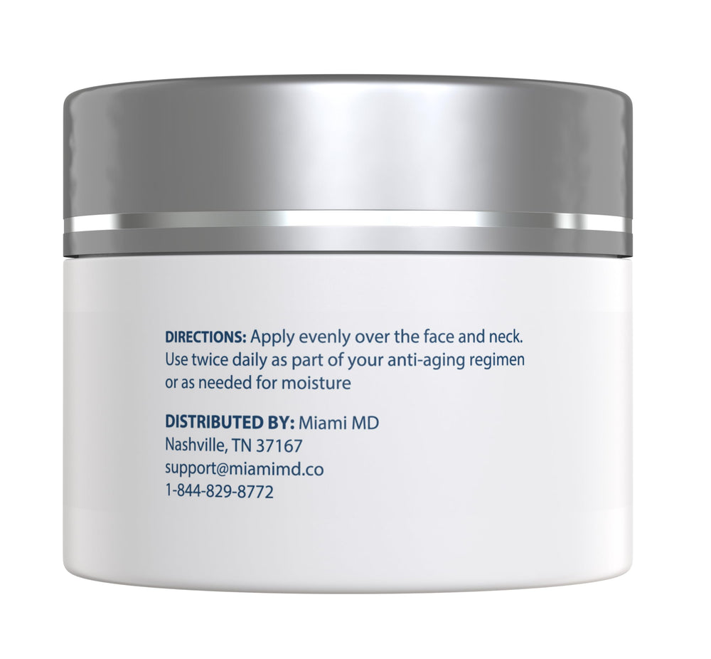 MiamiMD open jar texture of cream illustrating smooth hydrating formula benefit
