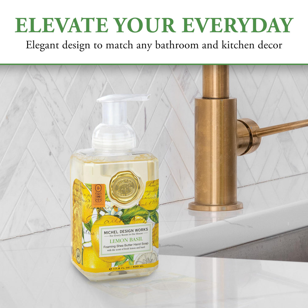 Michel Design Works foam texture on hand showing rich lather and gentle cleanse benefit