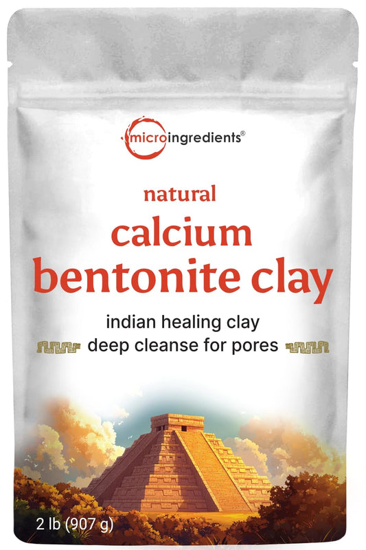 Micro Ingredients pouch front view showing clay branding and size benefit