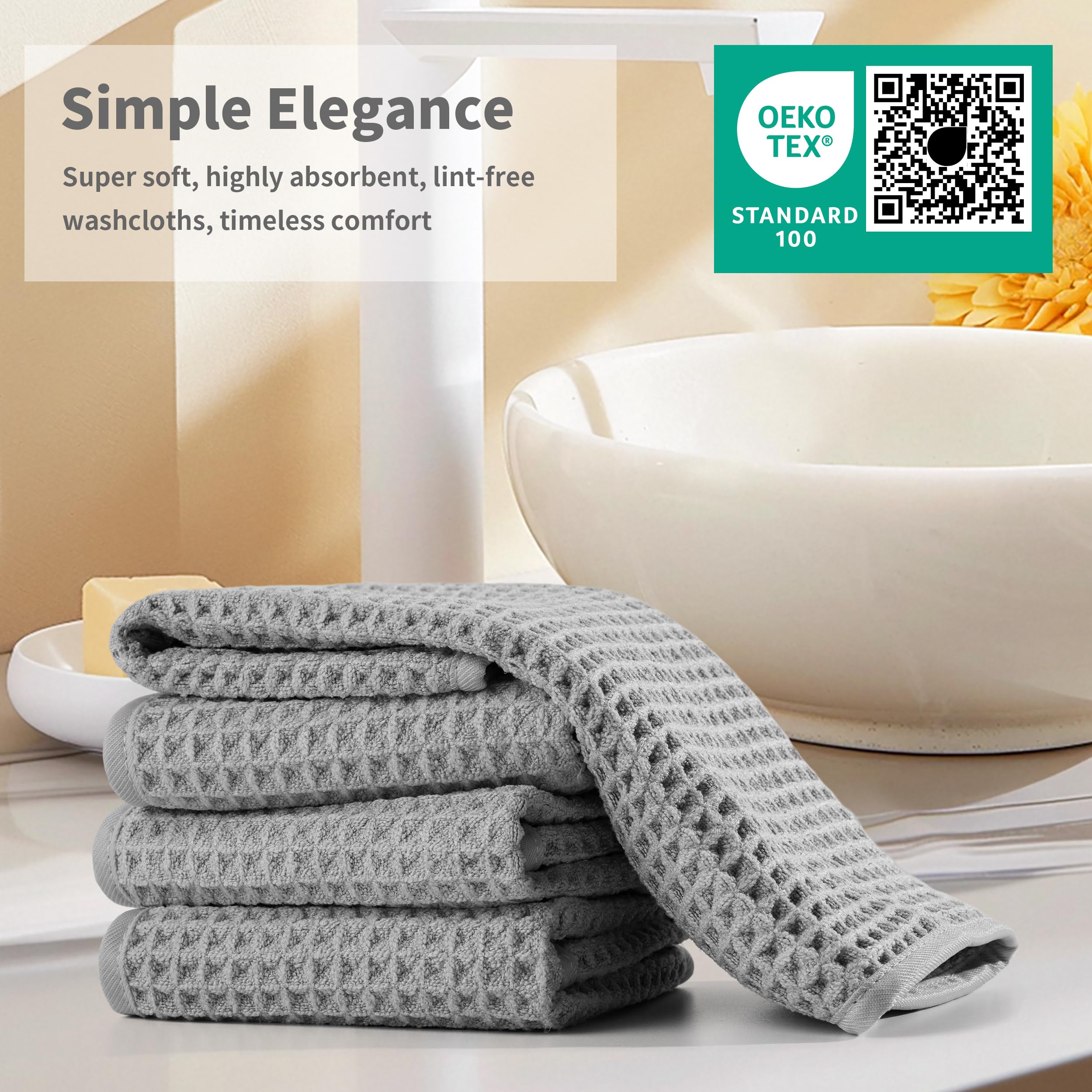 MICROFI two towels laid flat on vanity showing lint-free and neat benefit