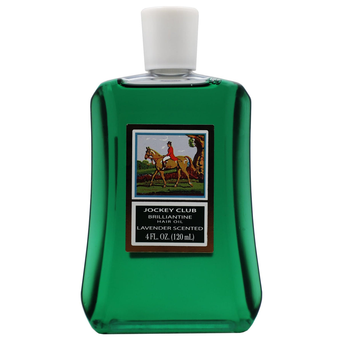 Jockey Club bottle front view showing lavender-scented brilliantine benefit