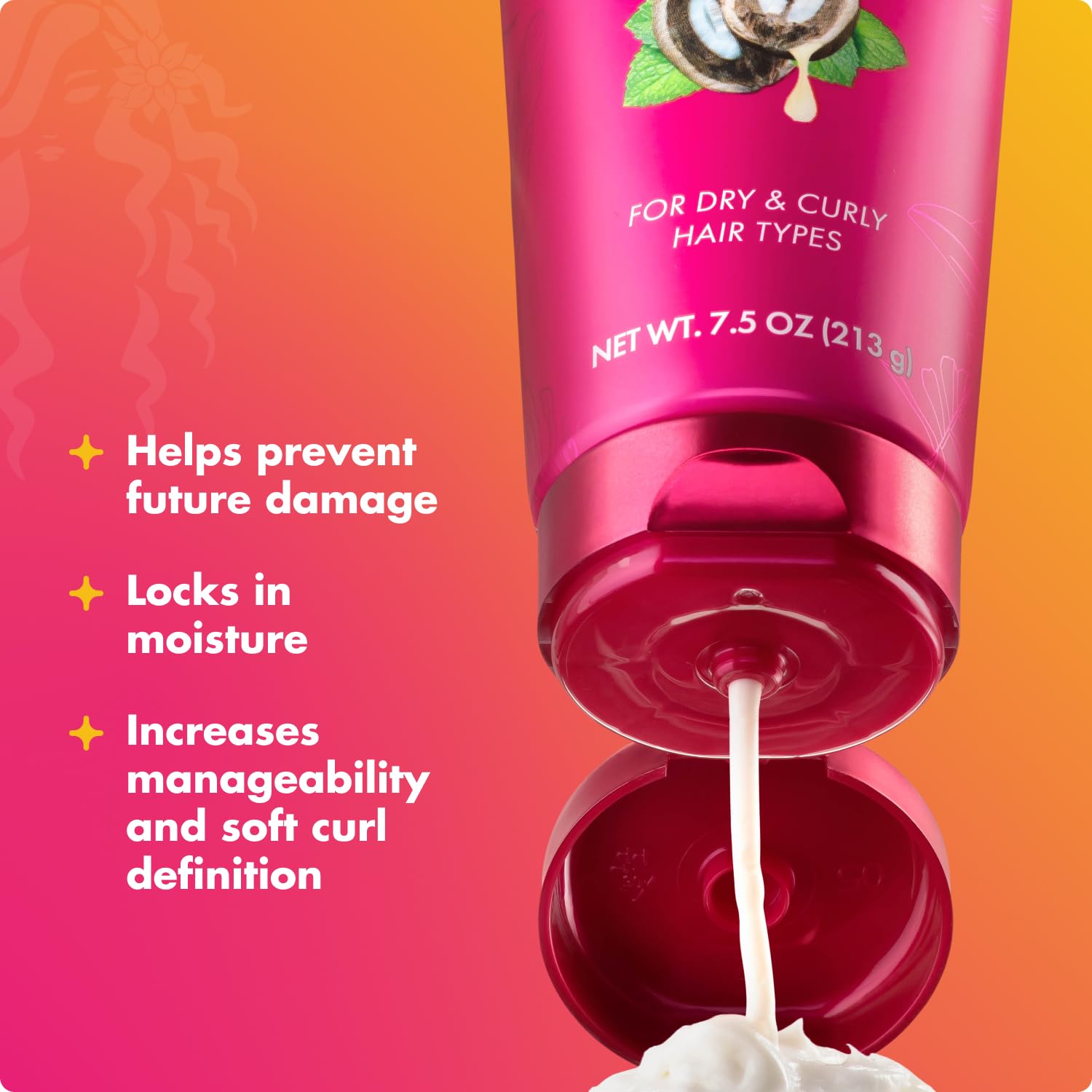 Mielle Organics curl cream being applied in hand for even coverage
