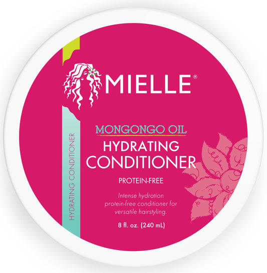 Mielle Organics bottle front view showing branding and size, highlights hydrating benefit