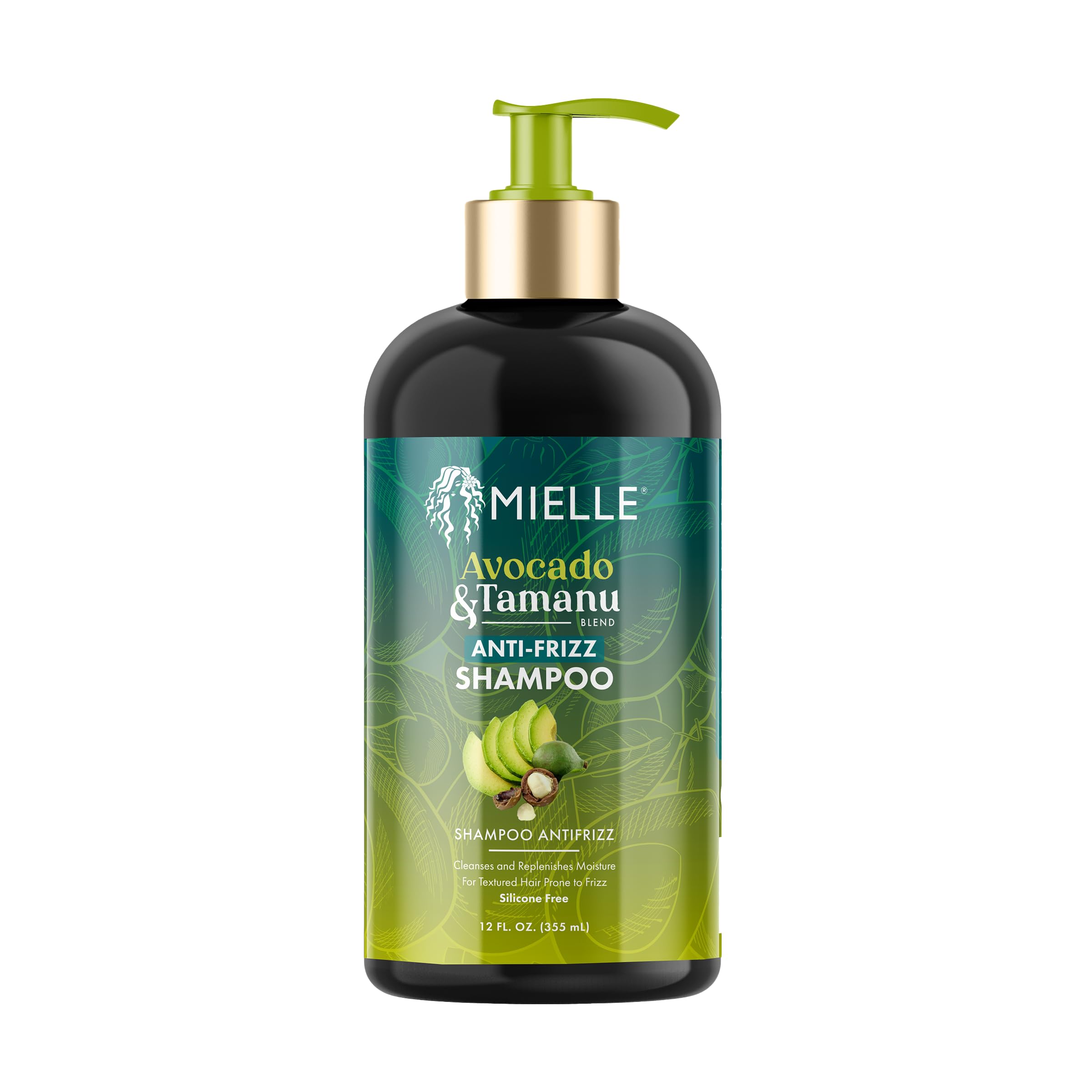 Mielle Organics front bottle shot showing anti‑frizz shampoo benefit