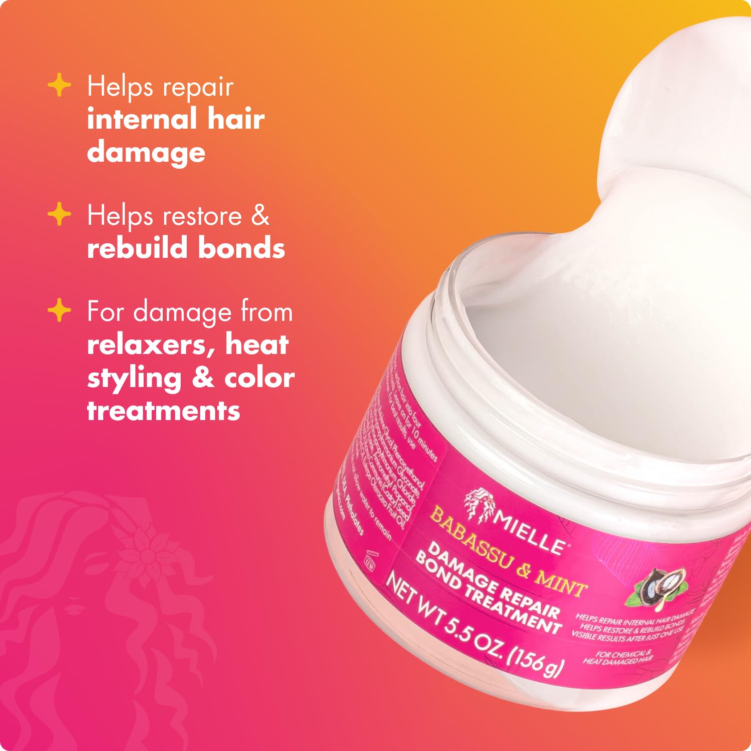 Mielle Organics being applied to damp hair for targeted bond restoration benefit