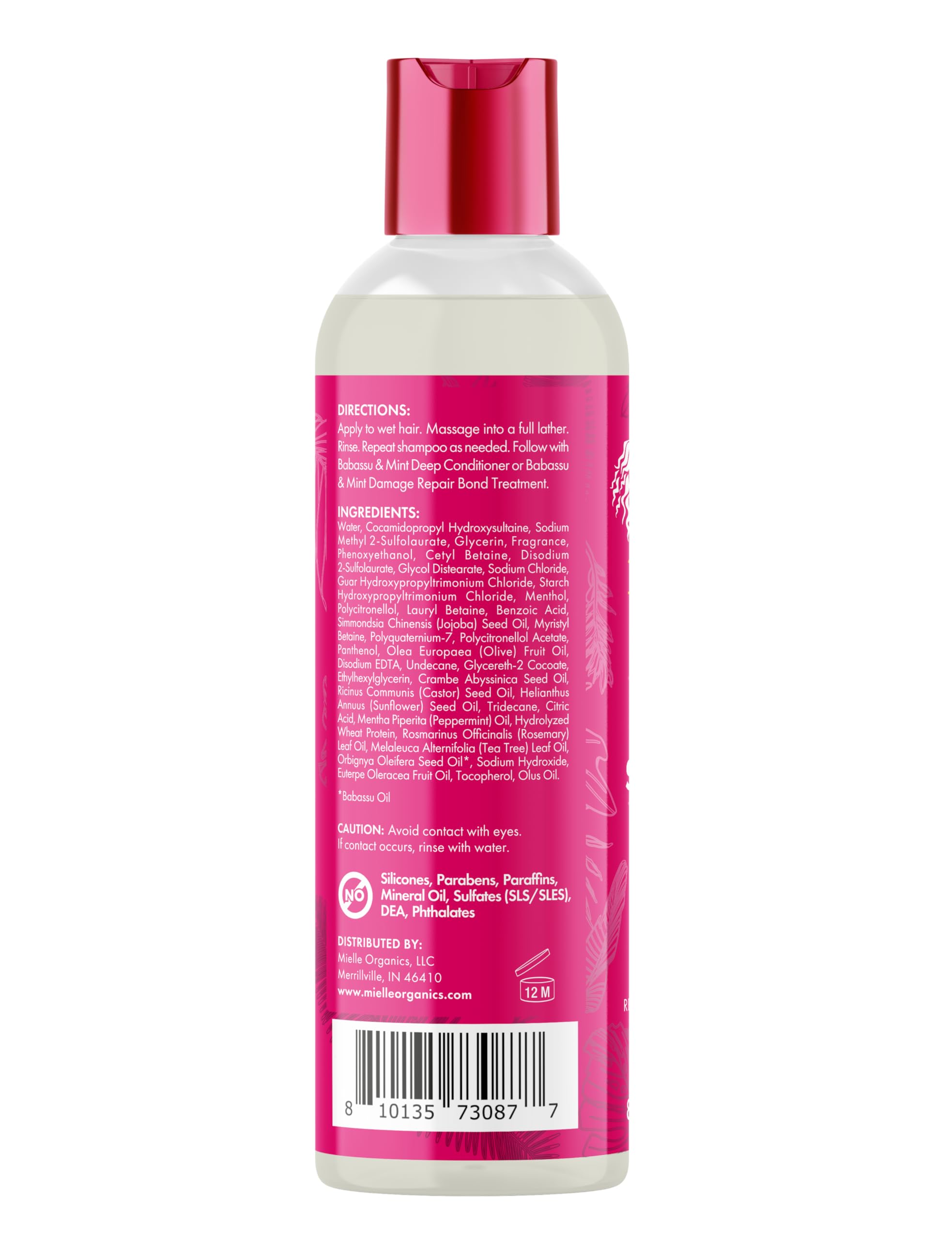 Mielle Organics with babassu oil and mint leaves showing nourishing ingredients benefit