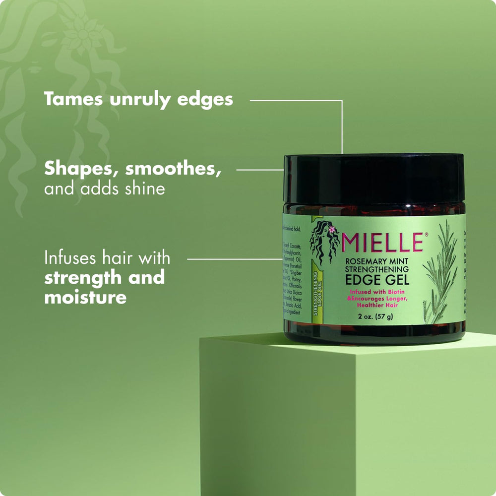 Mielle Organics edge control being smoothed with brush for precise hold benefit
