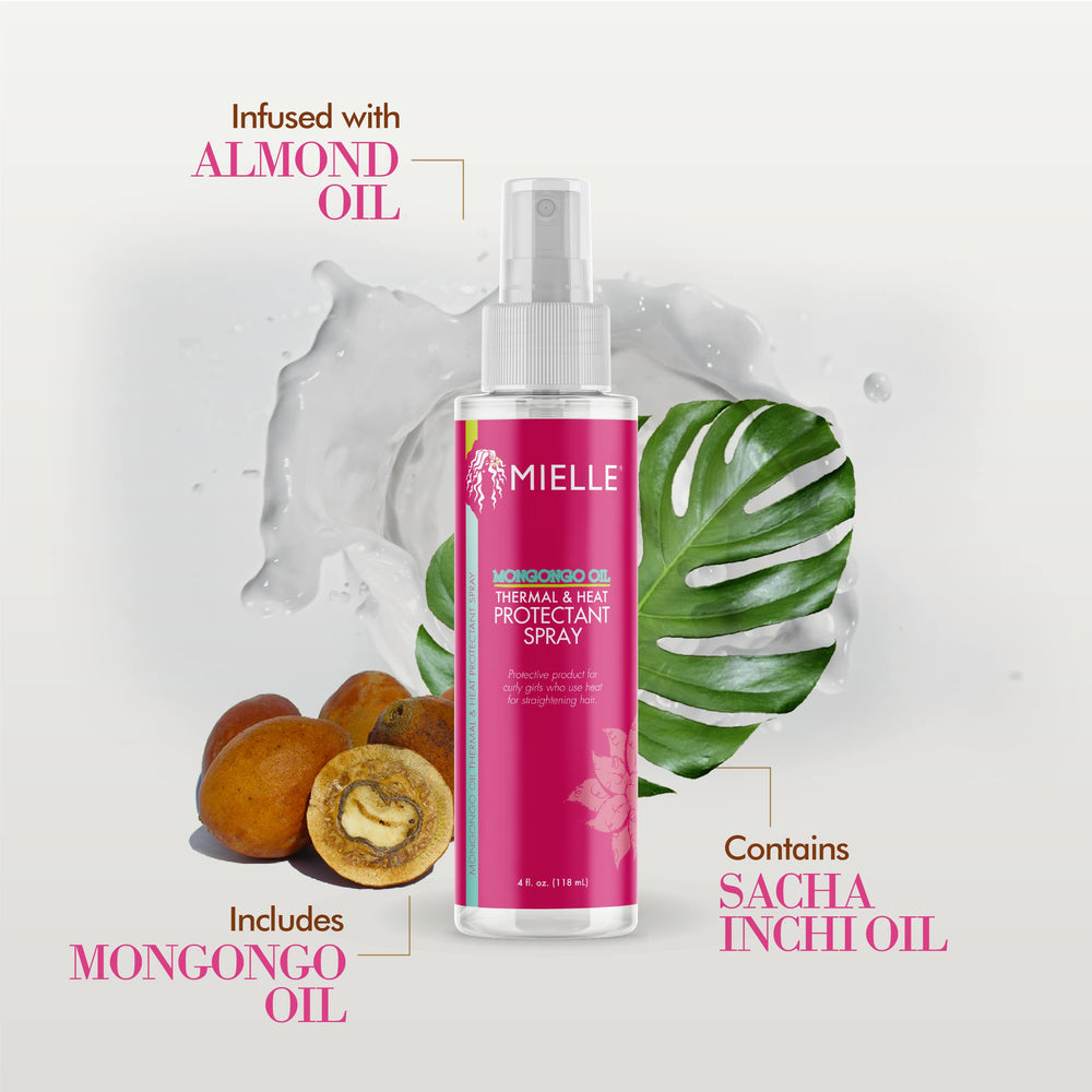 Mielle Organics mist on damp hair showing lightweight texture and smoothness benefit