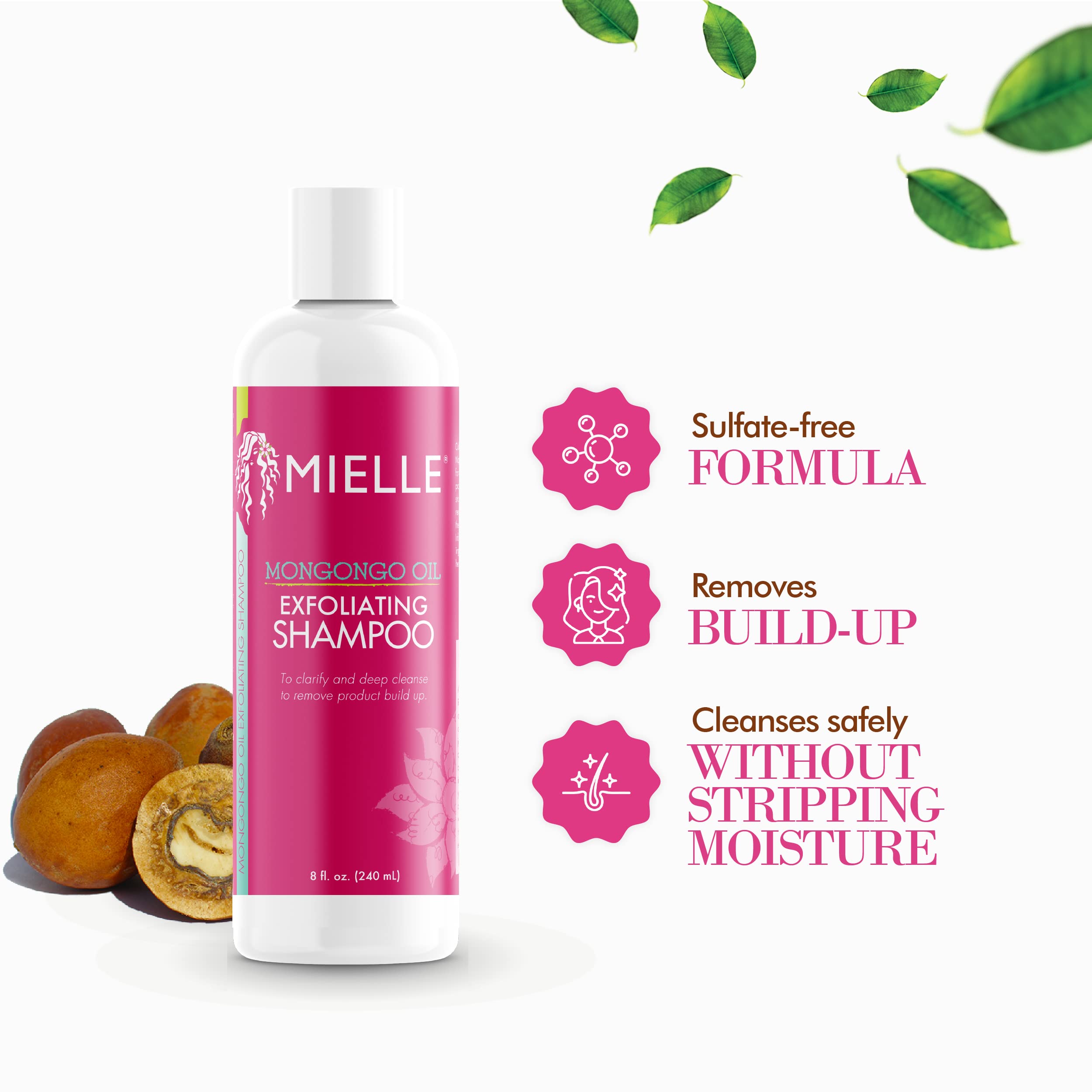 Mielle Organics bottle held in hand showing 8 fl oz size clarity