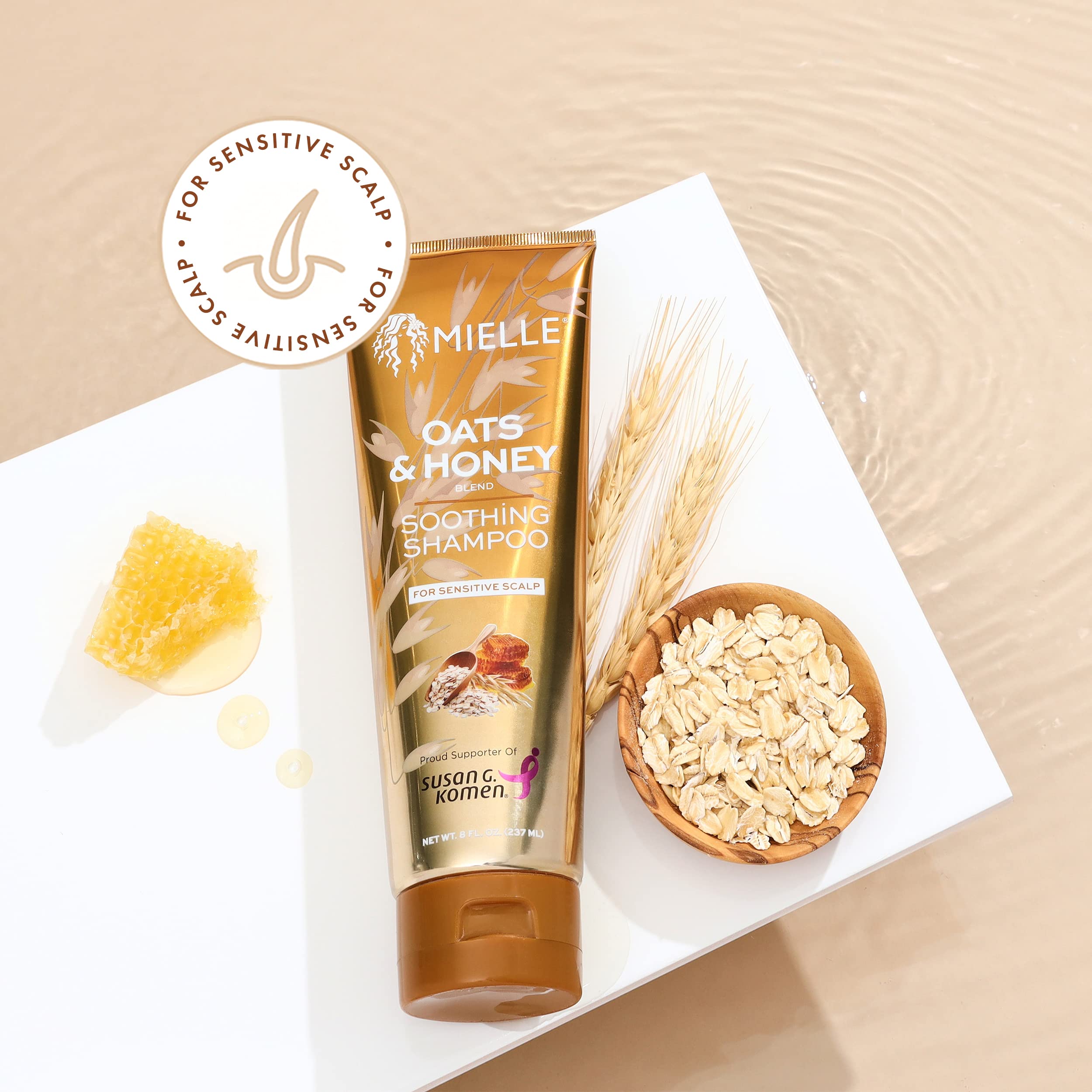Mielle Organics bottle on bathroom shelf suggesting everyday routine benefit