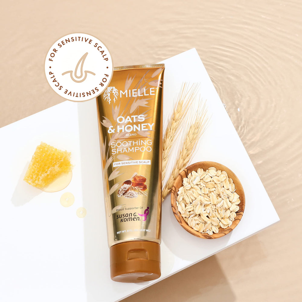 Mielle Organics bottle on bathroom shelf suggesting everyday routine benefit