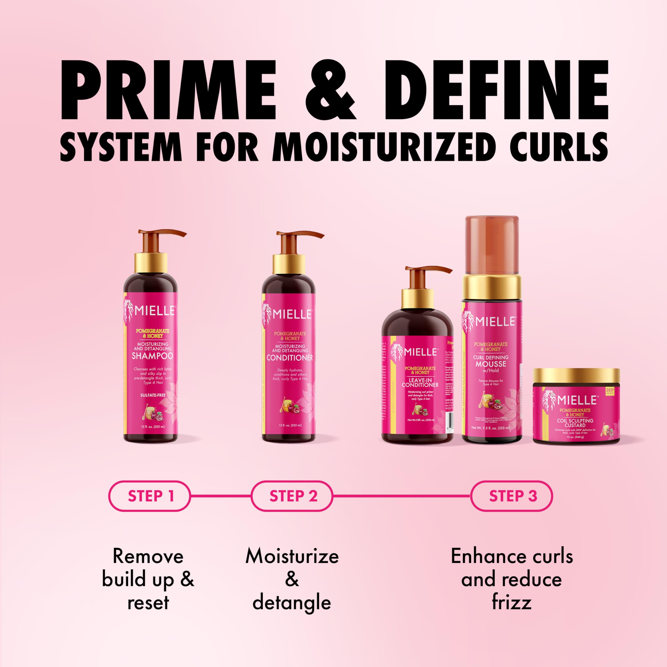 Mielle Organics back label image highlighting natural ingredients and directions