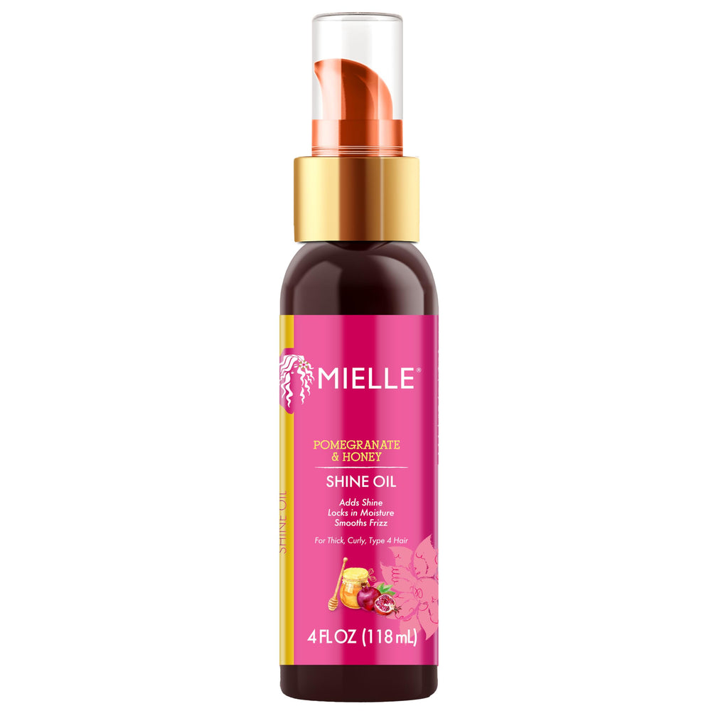 Mielle Organics front bottle showing label and 4 fl oz size, adds shine