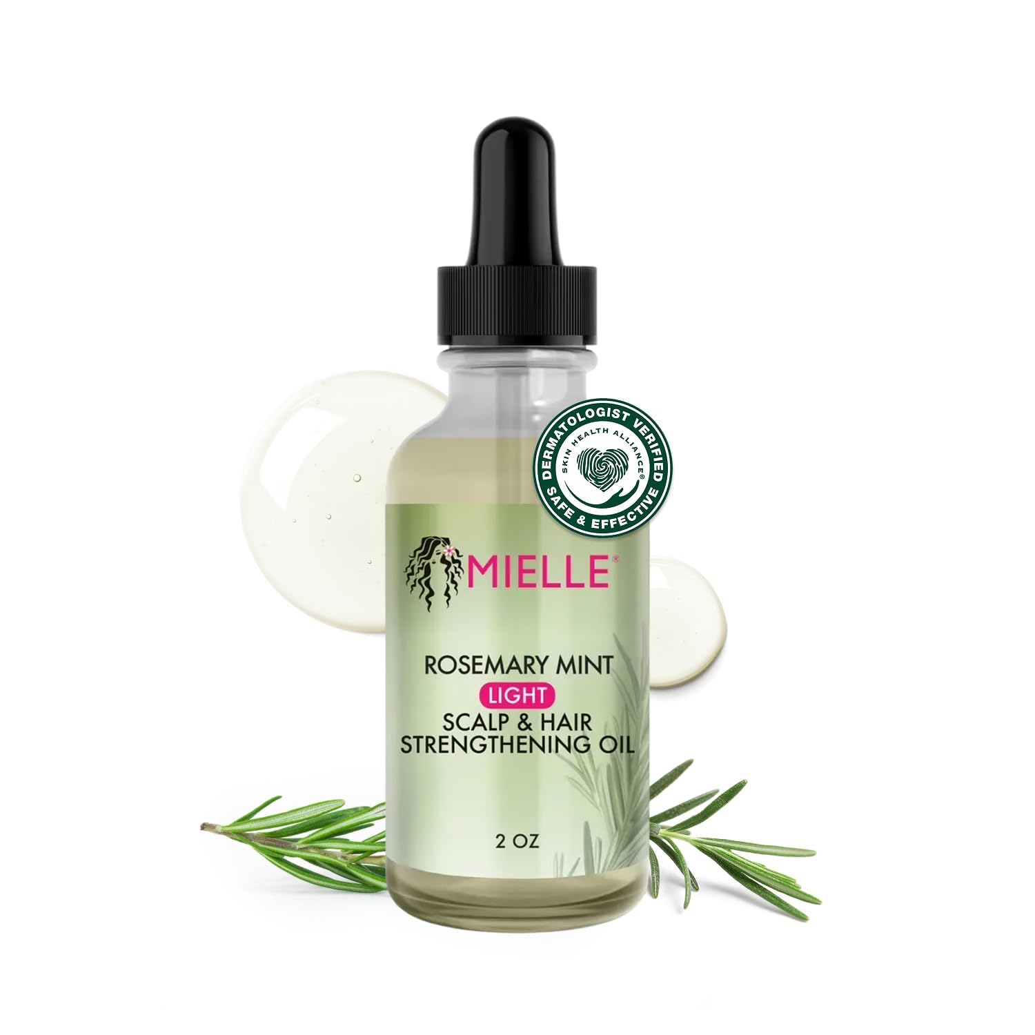 Mielle Organics front bottle shot showing label and compact 2 oz size for travel convenience