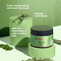 Mielle Organics jar held in hand demonstrating 12 ounce scale and portable size benefit