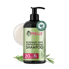 Mielle Organics front bottle showing rosemary mint label and 20 oz size benefits