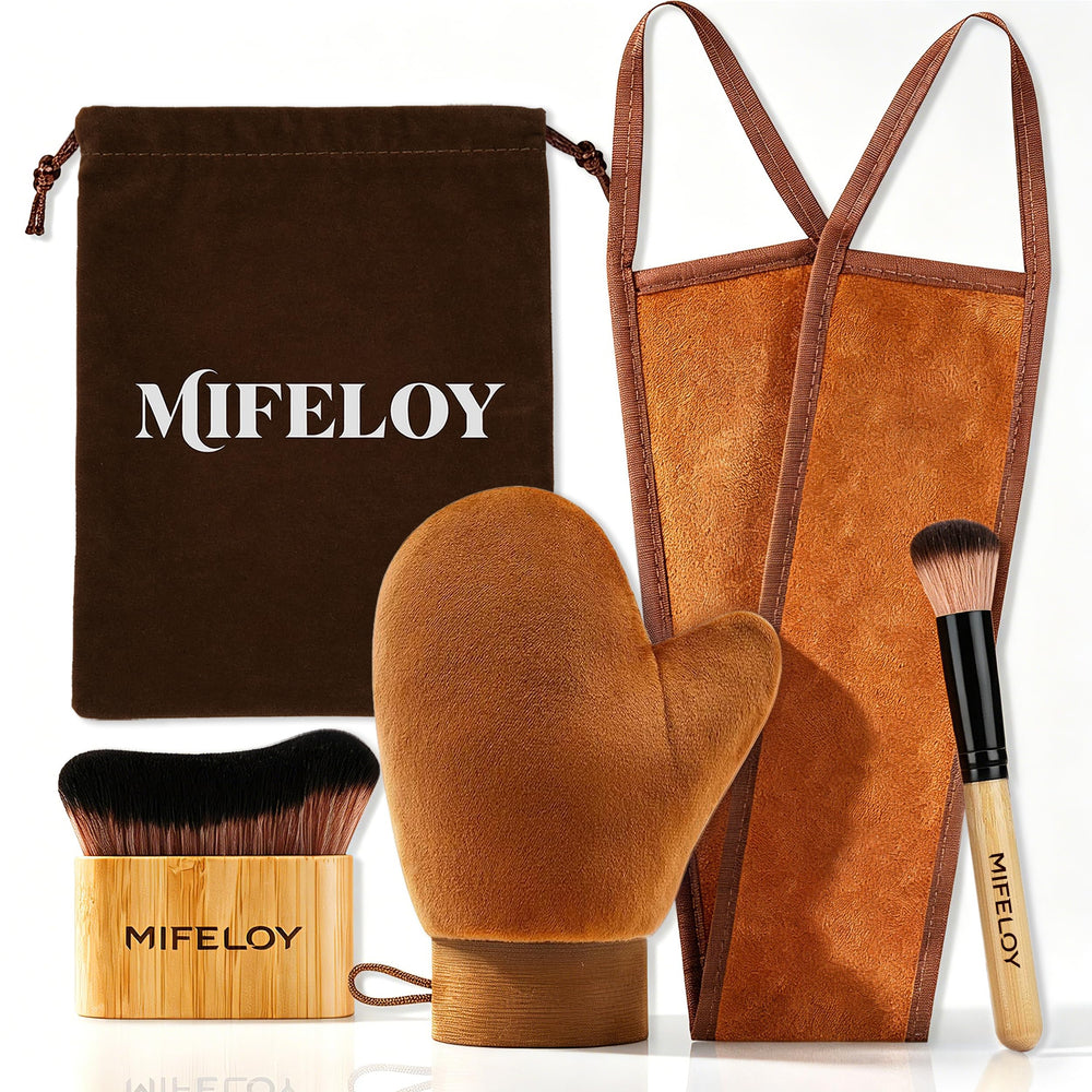 Mifeloy kit front view showing all four tanning tools for even application