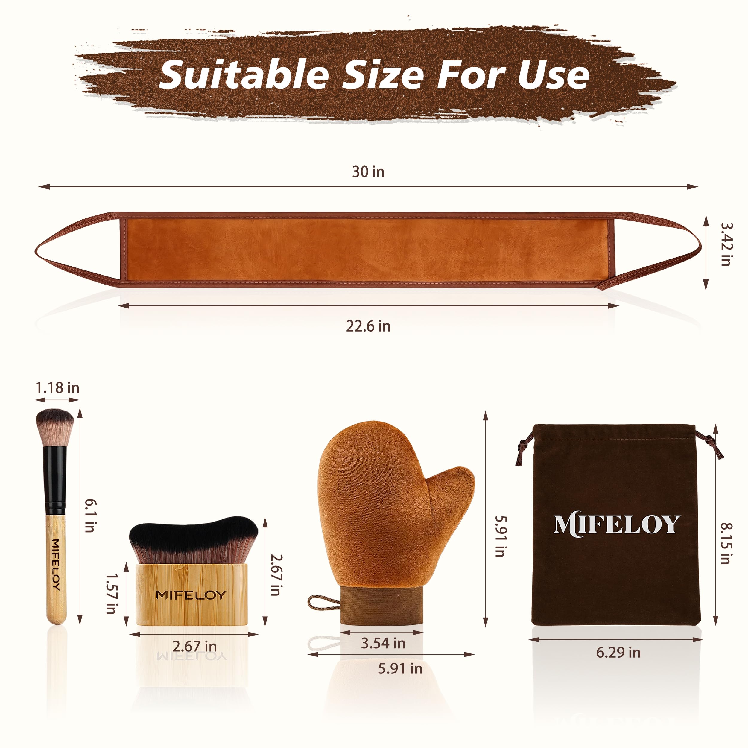 Mifeloy tanning mitt velvet close-up showing non-slip cuff and clean hands benefit