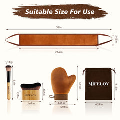 Mifeloy tanning mitt velvet close-up showing non-slip cuff and clean hands benefit