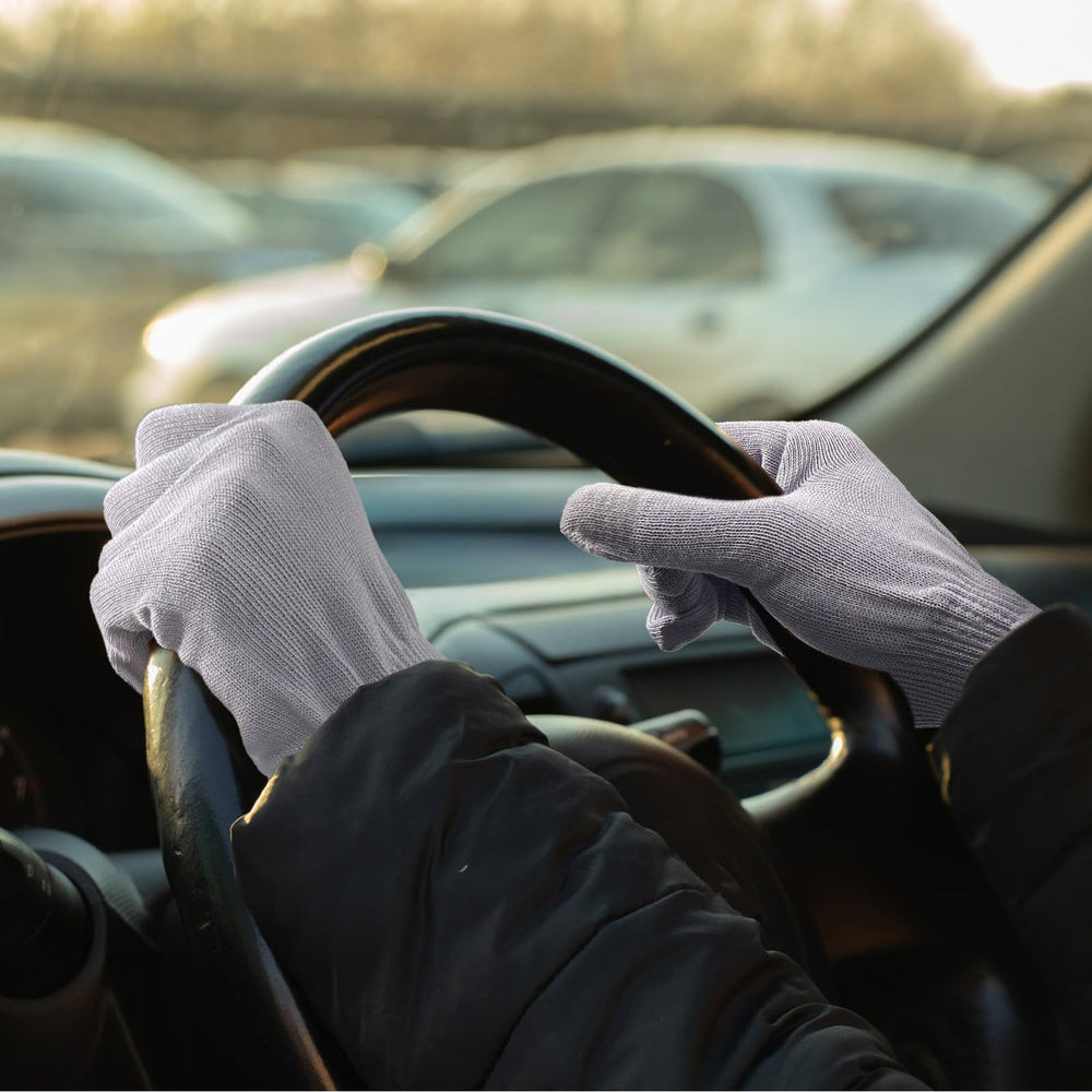 MIG4U glove with lotion on palm demonstrating product retention and neatness