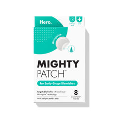 Mighty Patch HERO front packaging showing clear branding and patch count benefit