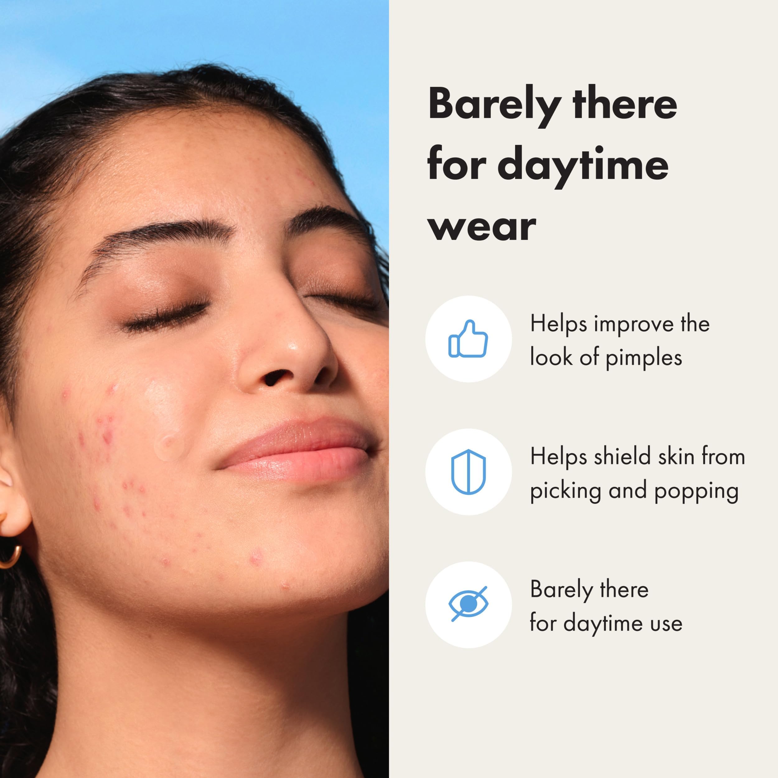 Mighty Patch before and after blemish showing reduced appearance benefit