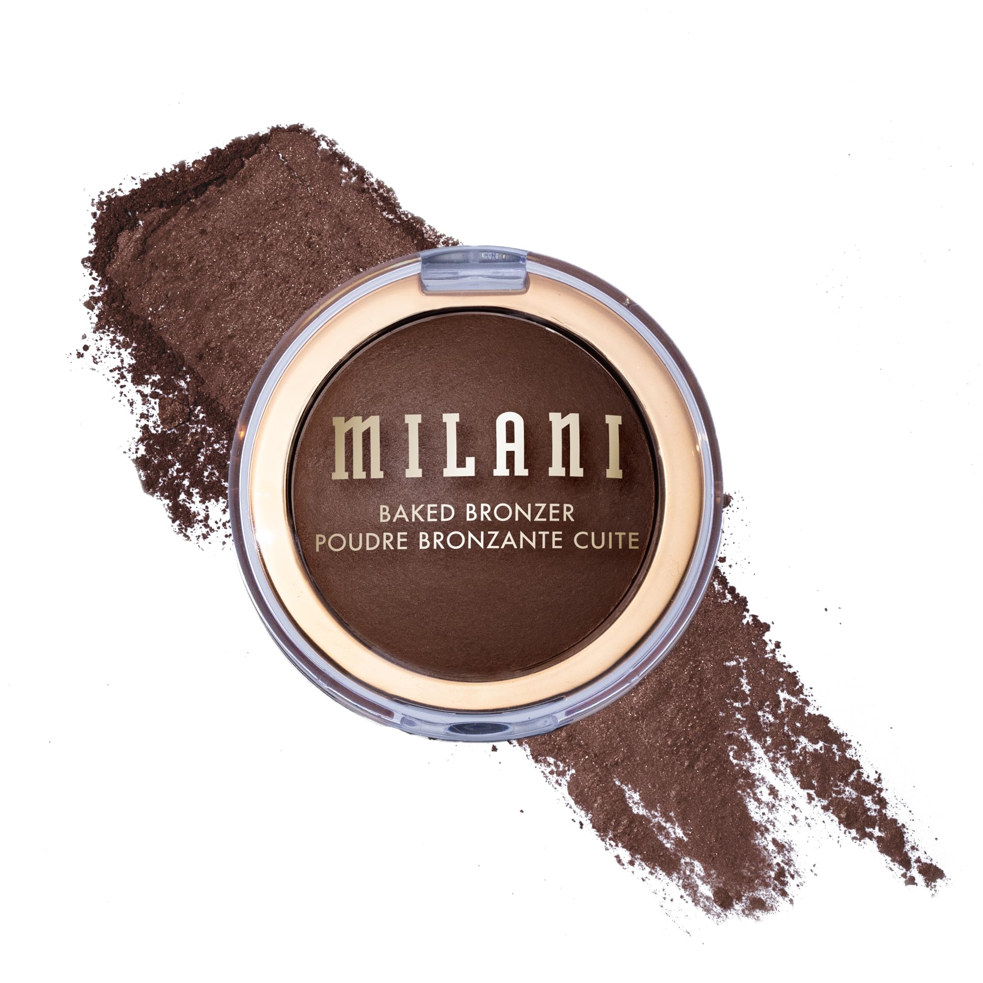 Milani Sicilian Sunset front pan showing bronzer color and compact benefit natural warmth