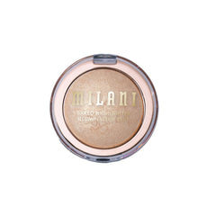 Milani baked highlighter packaging label closeup highlighting Italian-made and talc-free benefits