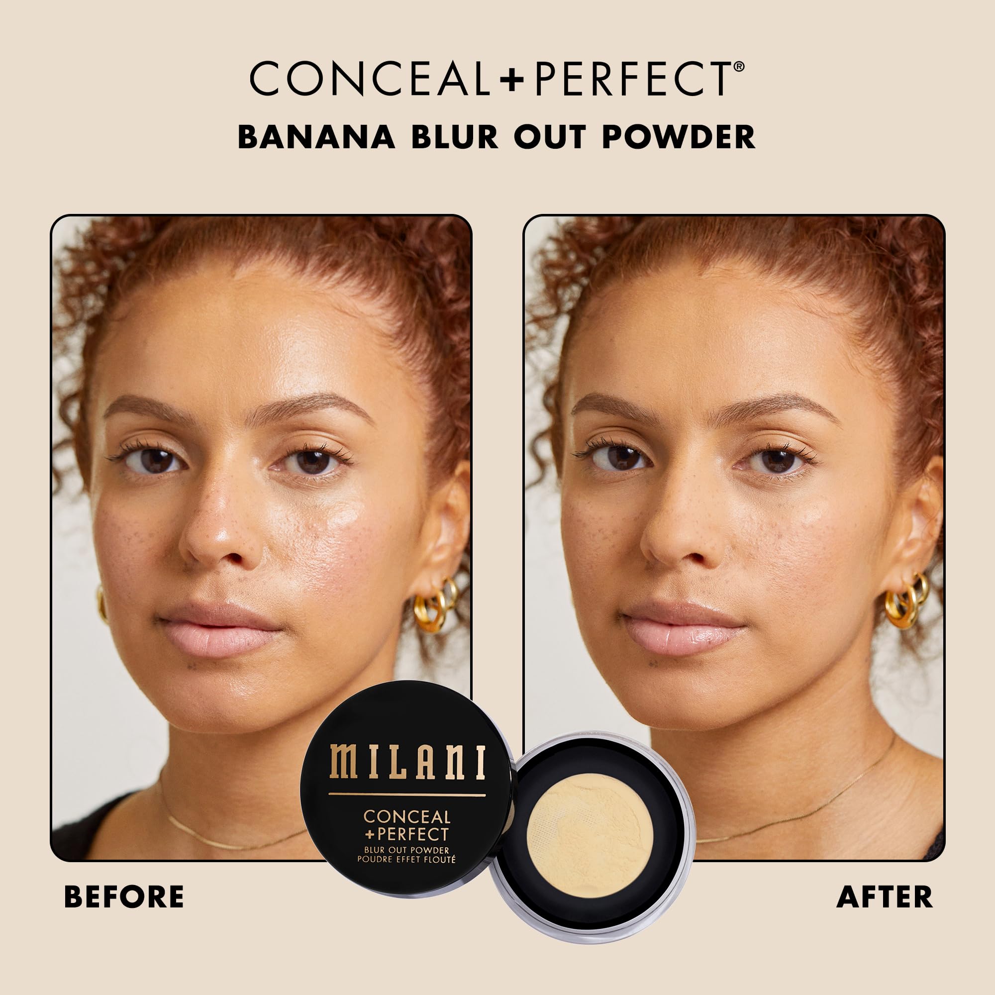 Milani close-up of powder texture highlighting finely milled, silky blur benefits