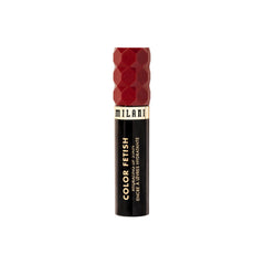 Milani before and after lips demonstrating color payoff and natural finish benefit