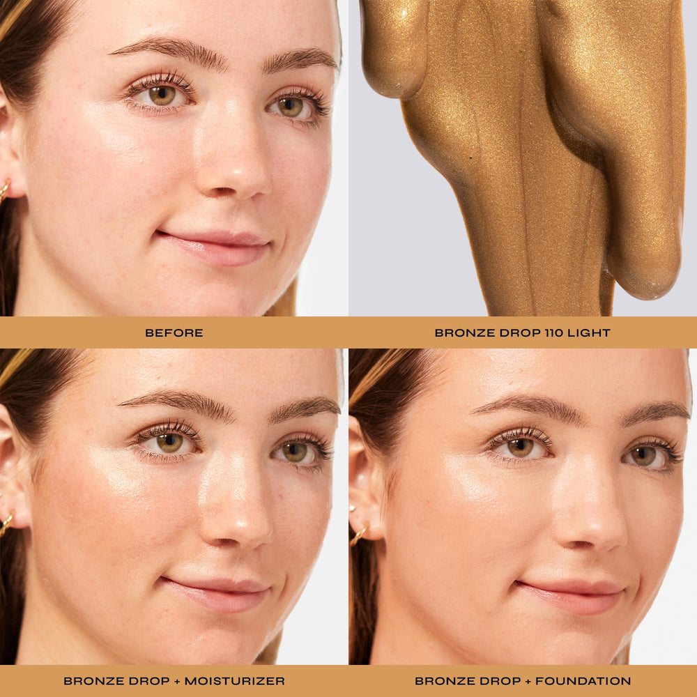 Close-up pool of Milani bronzing drops texture showing smooth blendability and hydration