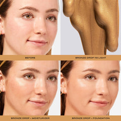 Close-up pool of Milani bronzing drops texture showing smooth blendability and hydration