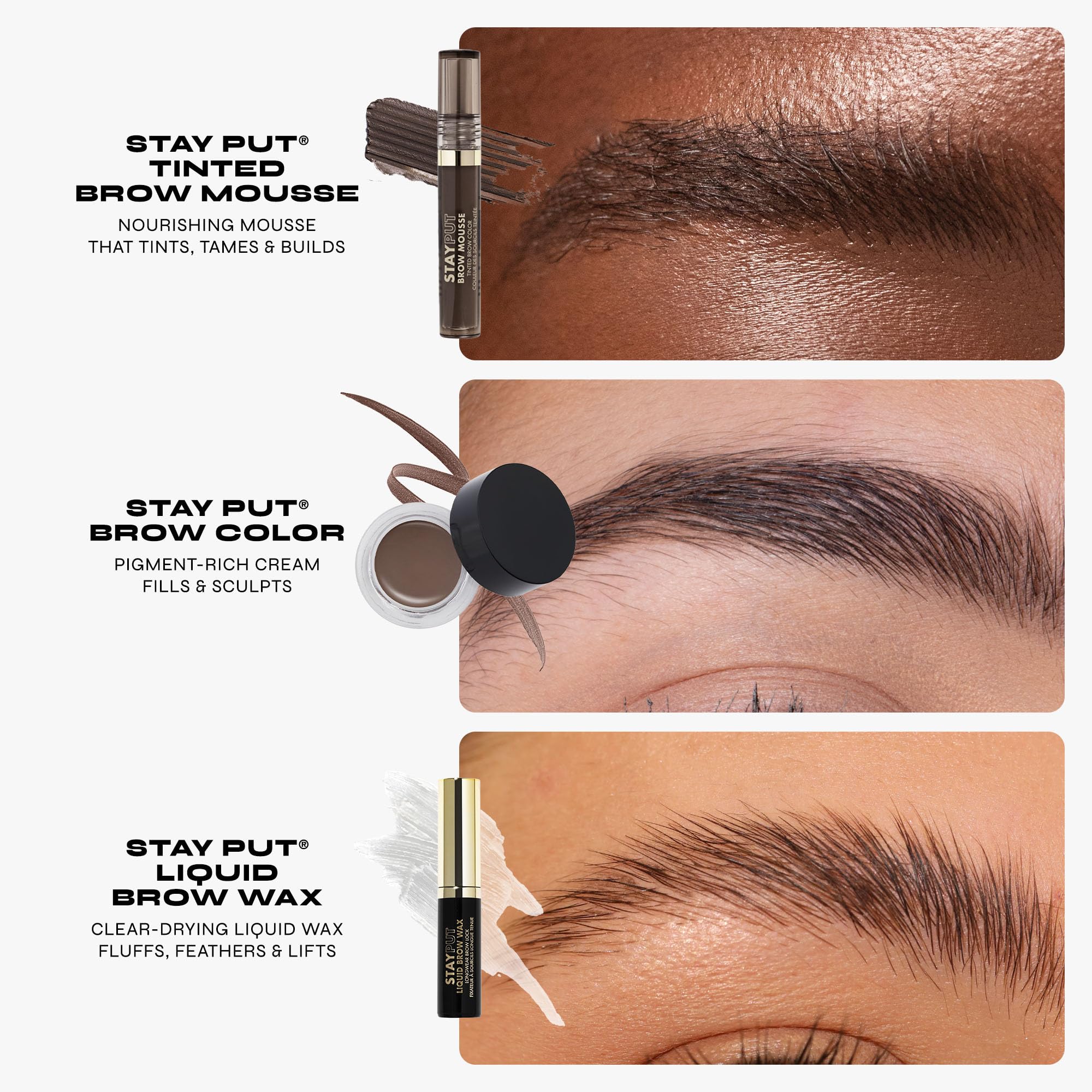 Milani Brow Mousse ingredient highlight with shea butter and jojoba for conditioning benefits