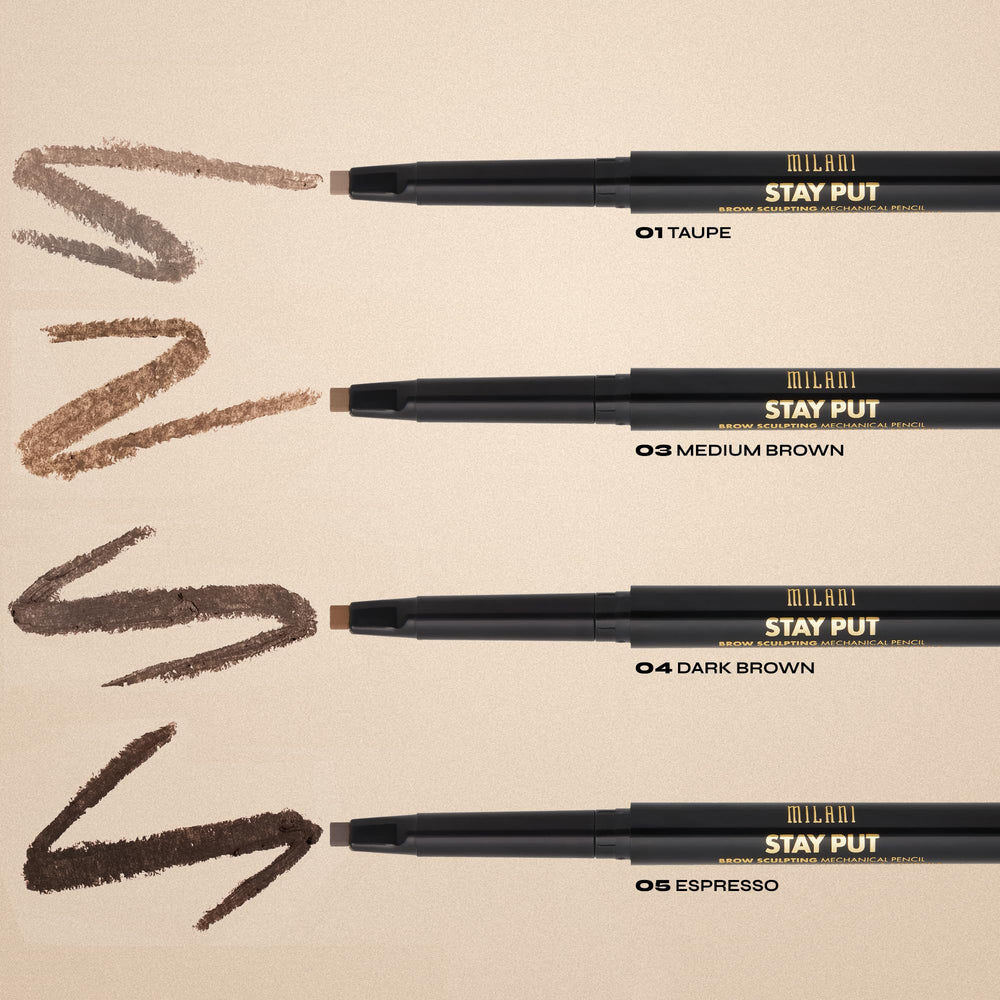 Milani pencil held in hand showing compact size and travel-friendly convenience
