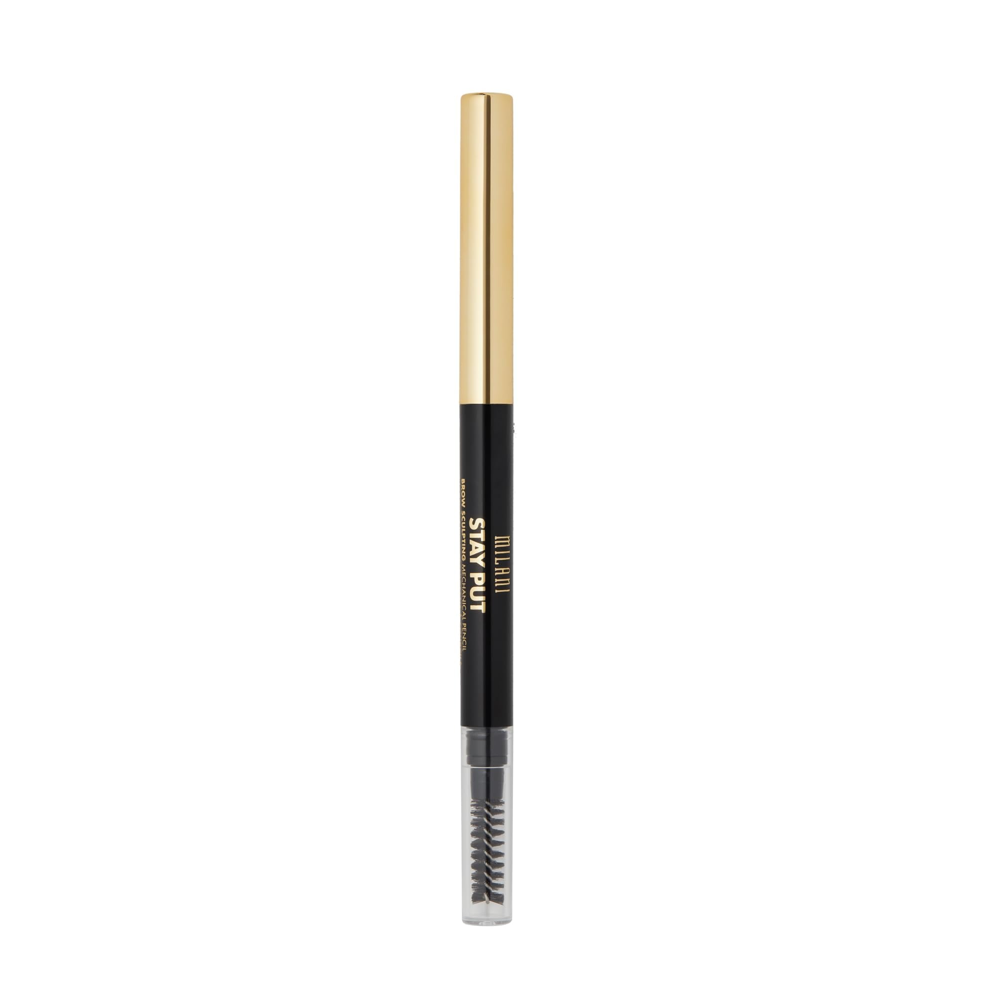 Milani closeup of micro-angled tip in Espresso showing precision for hairlike strokes