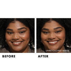 Milani brush applying powder to face, illustrates easy blend and natural finish