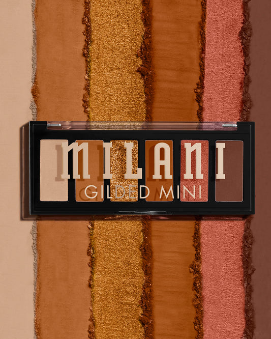 Milani compact closed beside a phone showing travel-friendly size