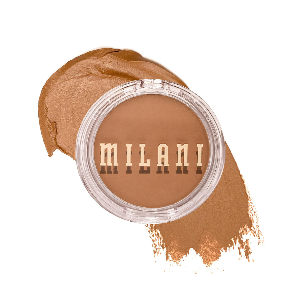 Milani Cheek Kiss cream bronzer front packaging showing compact and shade