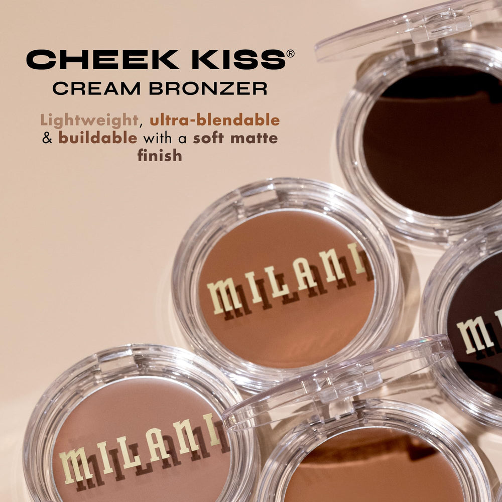 Milani Cheek Kiss bronzer swiped on skin close-up for natural warmth