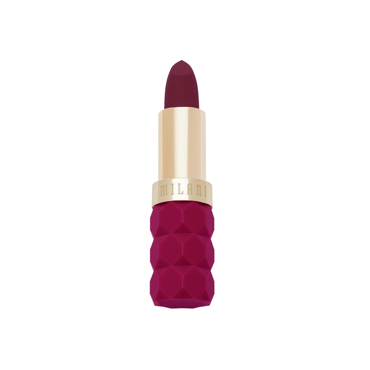 Milani Color Fetish front view shows sleek tube and shade 350 Fleur benefit: bold color