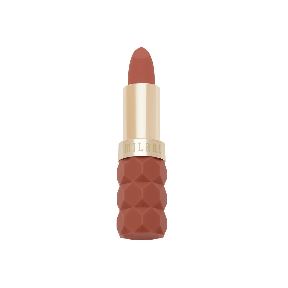 Milani lipstick front packaging shows shade and bold color payoff benefit