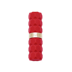 Milani lip swatch on model wearing Red Flag, demonstrates flattering coverage