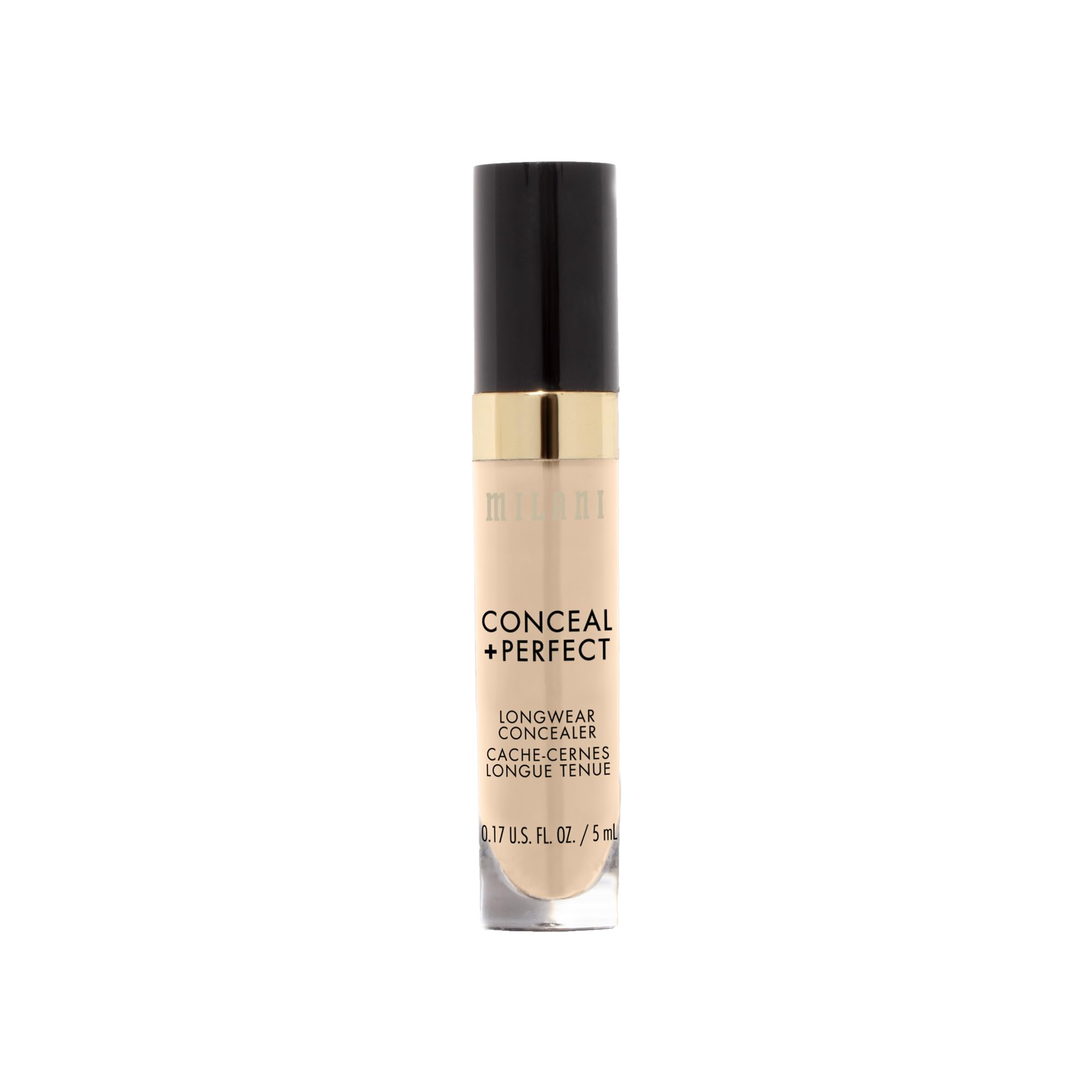 Milani bottle label close-up highlighting ingredients like hyaluronic acid and vitamin E