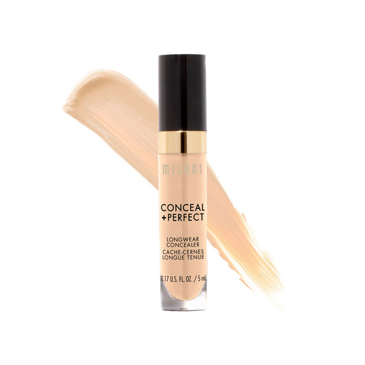 Milani concealer front bottle showing shade and packaging benefit coverage