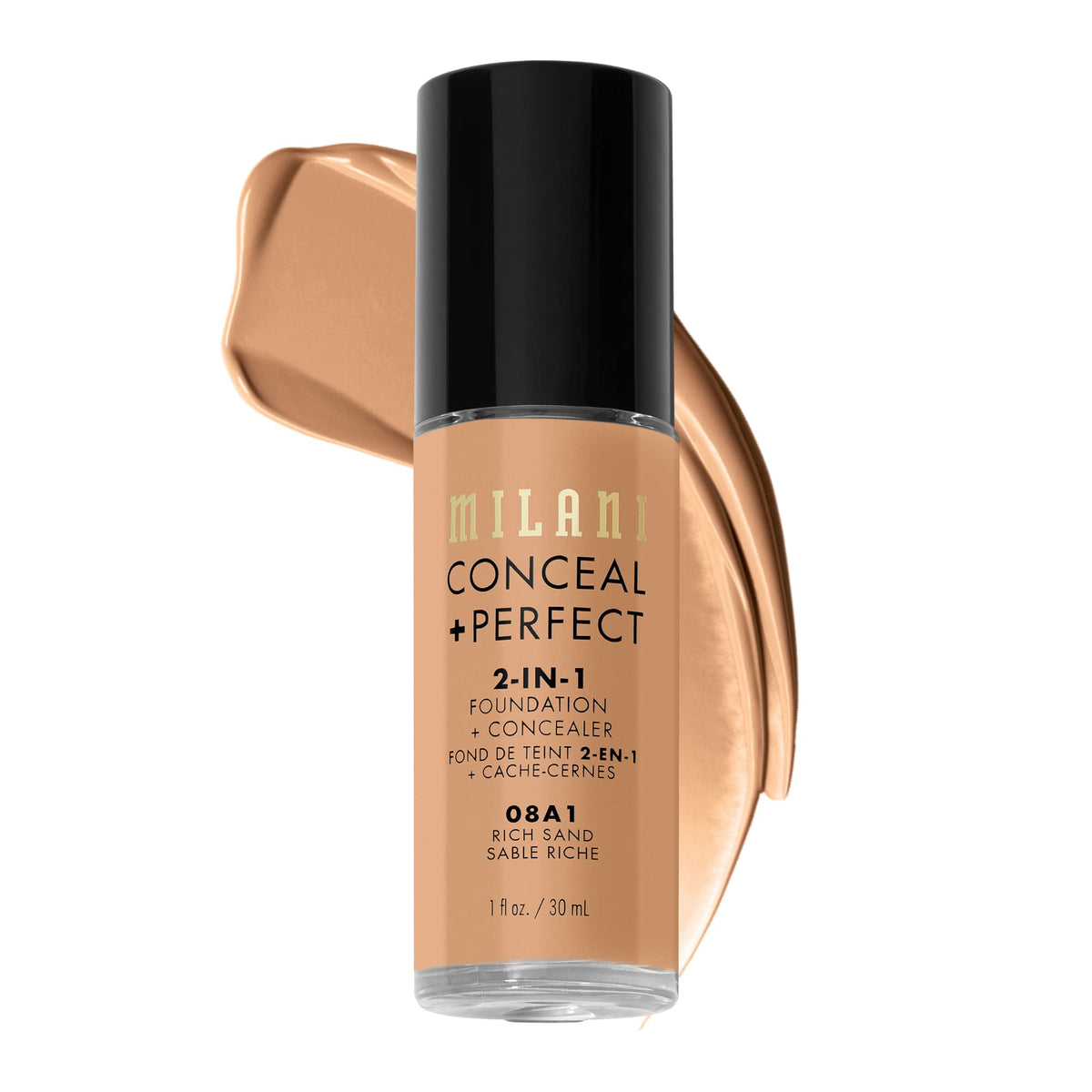 Milani front bottle view showing shade and label for quick selection benefit