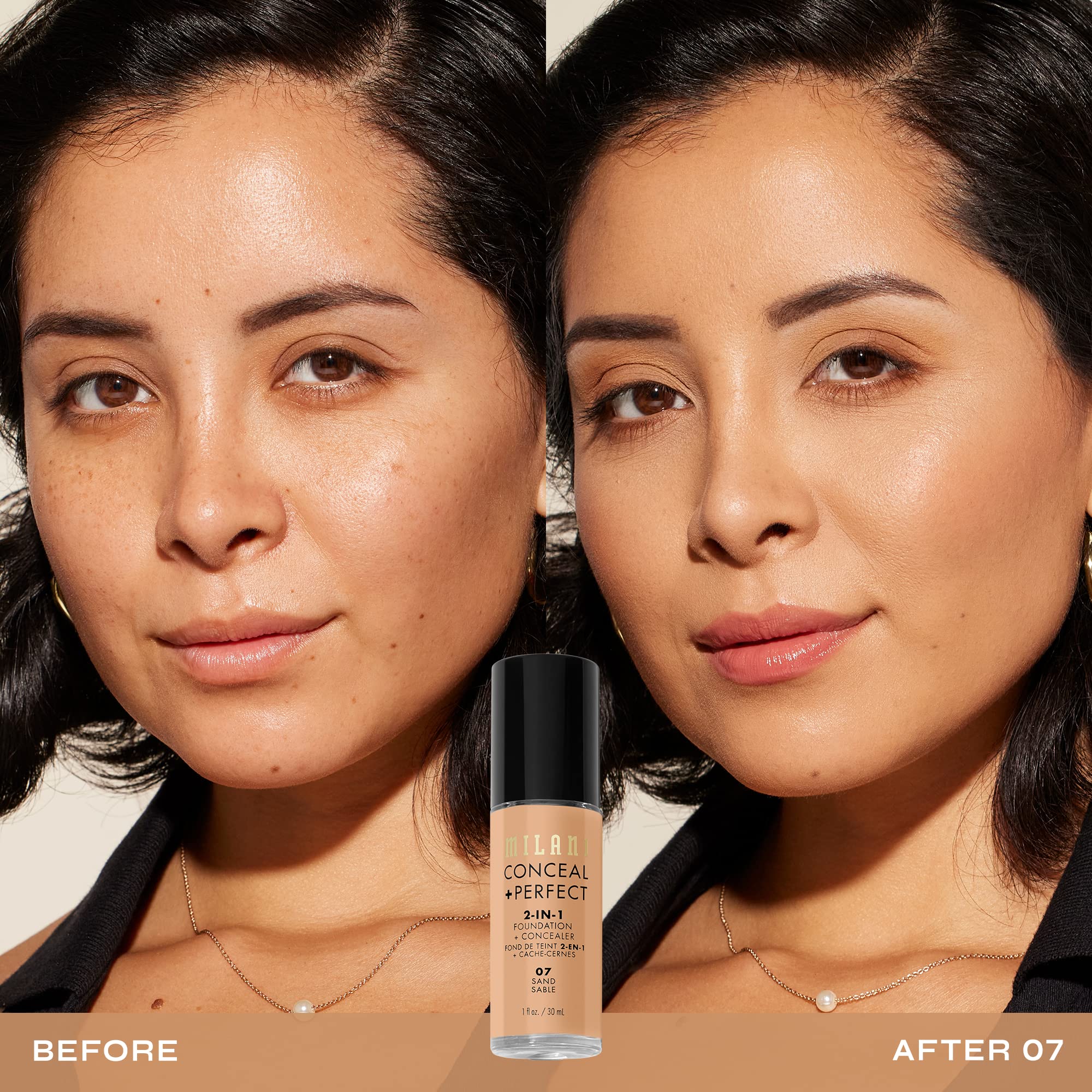 Milani pump dispensing foundation showing controlled amount for efficient application