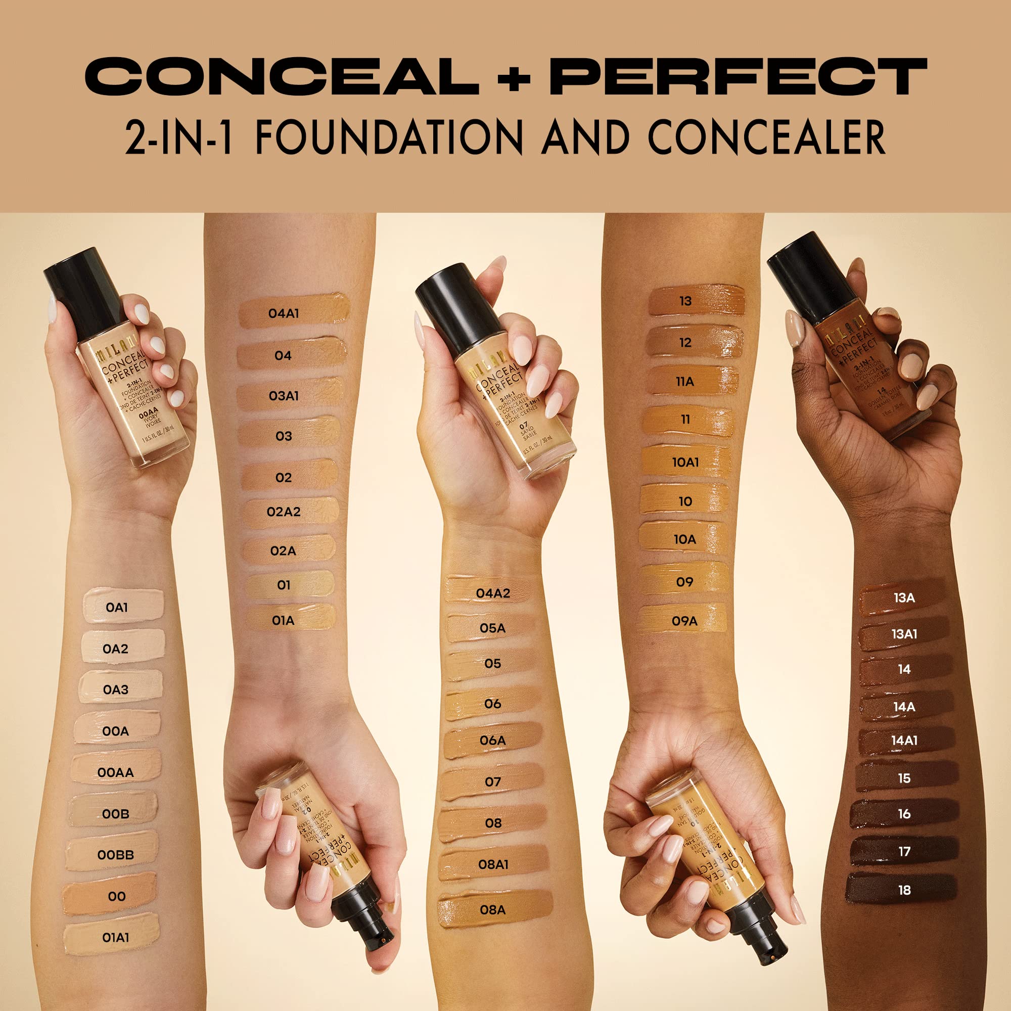 Milani applied under eye illustrating brightening and concealing effect